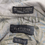 Chemise hawaïenne lin et coton Van Heusen palmiers manches courtes XL #716h
