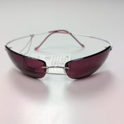 Lunettes de soleil ovales bordeaux Y2K branche fine métal gris 🍷