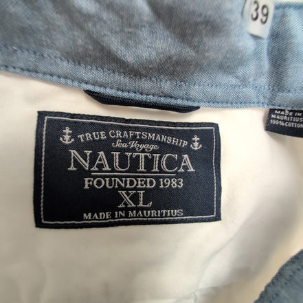 Chemise Nautica XL Blanche 100% Coton Logo Blanc manches longues
