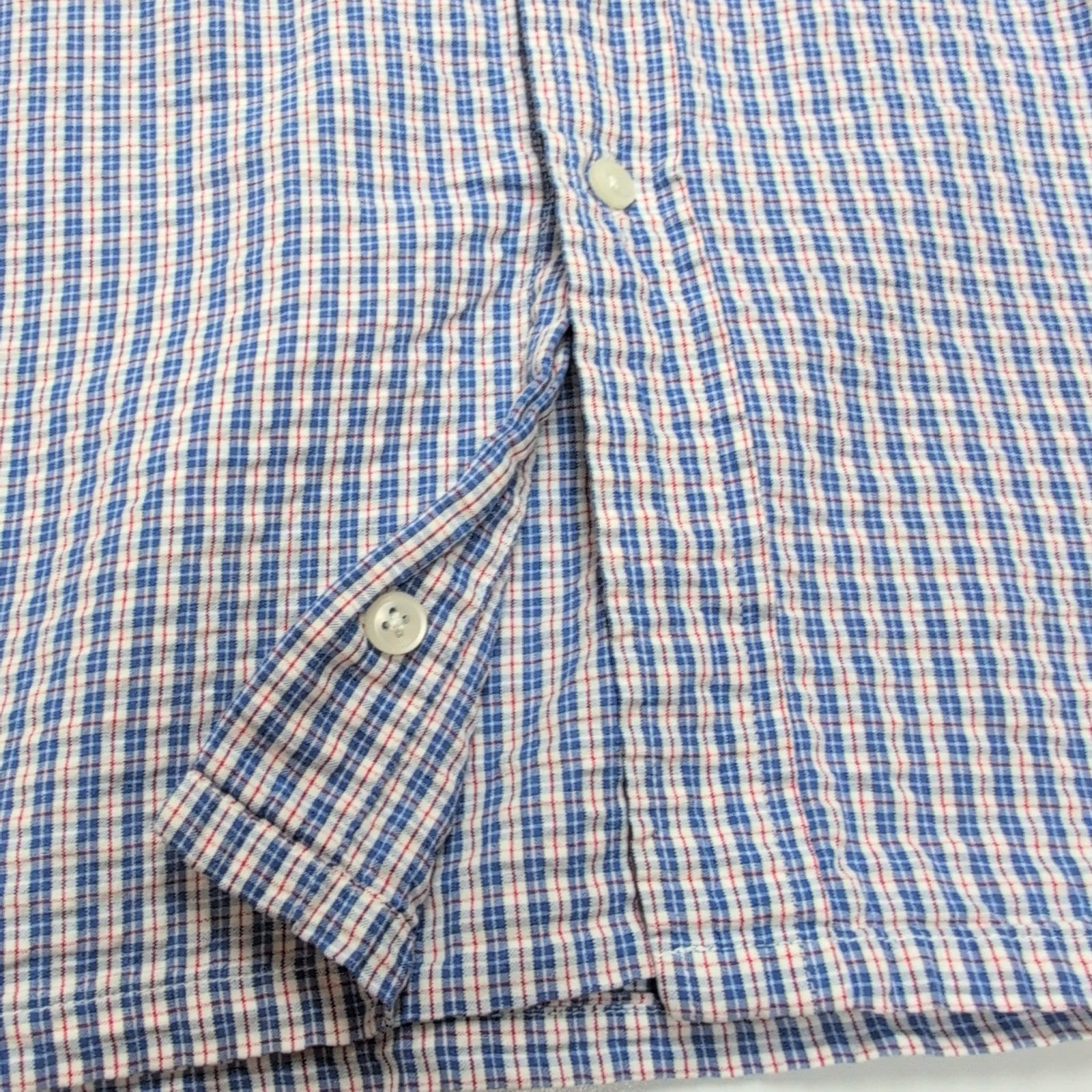 Chemise L.L. BEAN Homme XXL Bleu Blanc Rouge à Carreaux Manches Courtes Poche