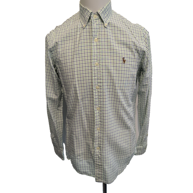 Chemise Ralph Lauren S Vert Bleu Blanc Carreaux Shirt Button Down Logo Marron