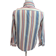 Chemise Carhartt S Flanelle Rayures Bleu Blanc Rouge 100% Coton 2 Poches