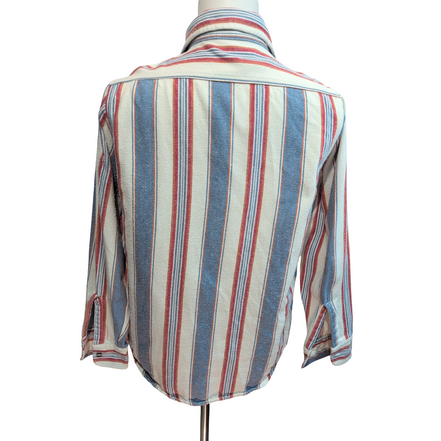 Chemise Carhartt S Flanelle Rayures Bleu Blanc Rouge 100% Coton 2 Poches