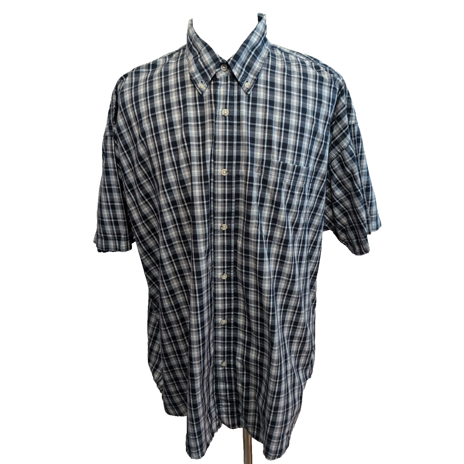 Chemise Wrangler modèle Cool River carreaux bleu marine et blanc 3XL