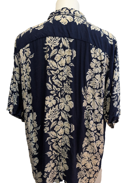 Chemise Hawaïenne Pineapple Connection 100% Rayonne - Marine & Blanc - XL