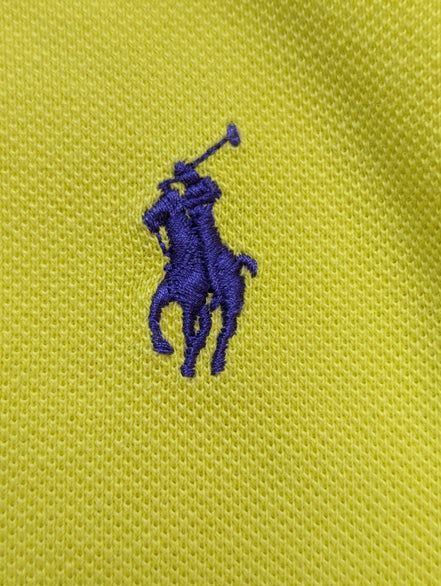 Polo manches courtes Polo Ralph Lauren femme jaune logo violet Skinny L