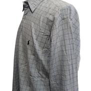 Chemise Polo Ralph Lauren Shirt XXL Carreaux Bleu Clair Blanc Col Classique