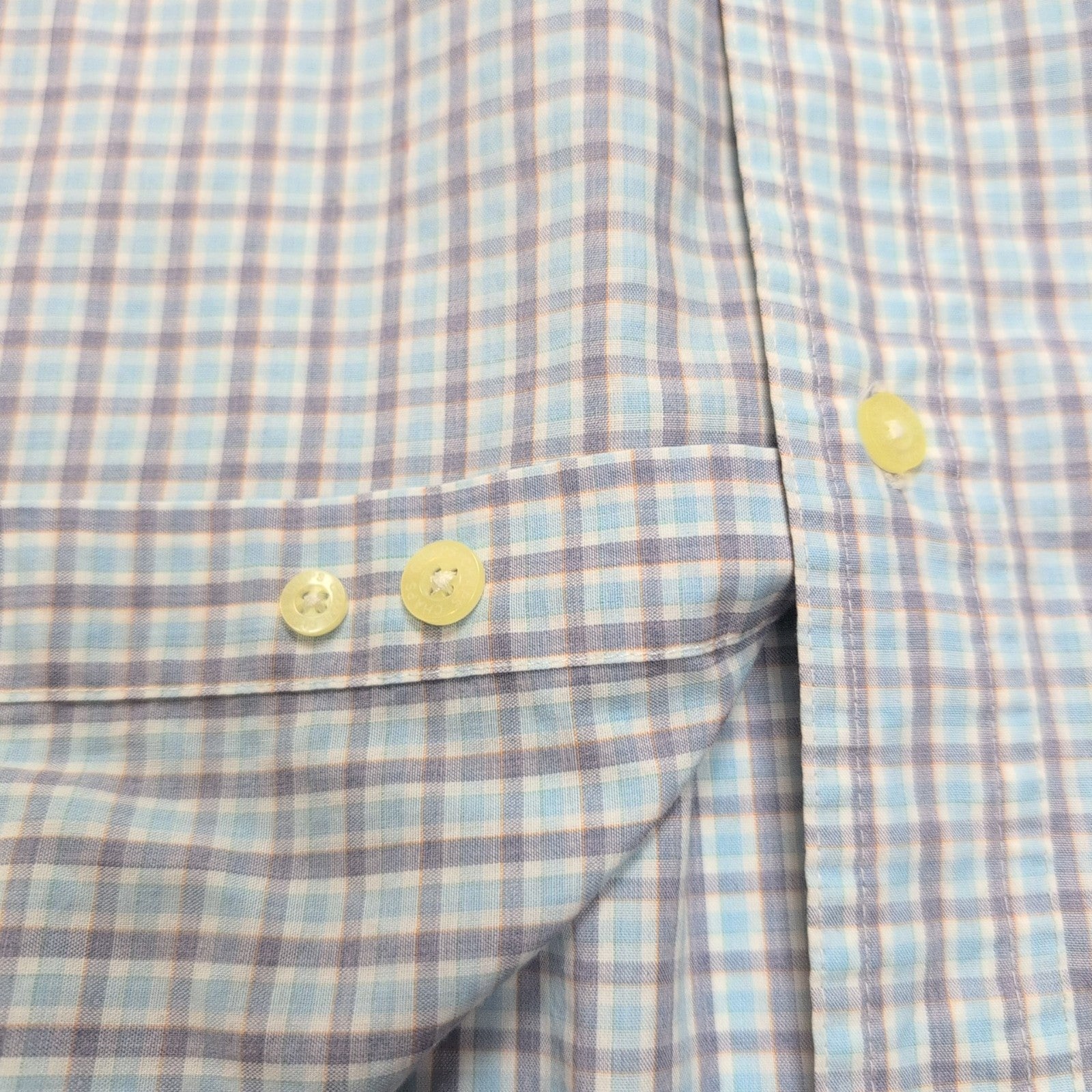 Chemise Chaps modèle Easy Care bleu petits carreaux poche manches courtes M