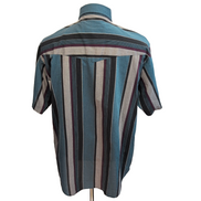 Plains chemise western vintage rayures noir vert bordeaux boutons pression L