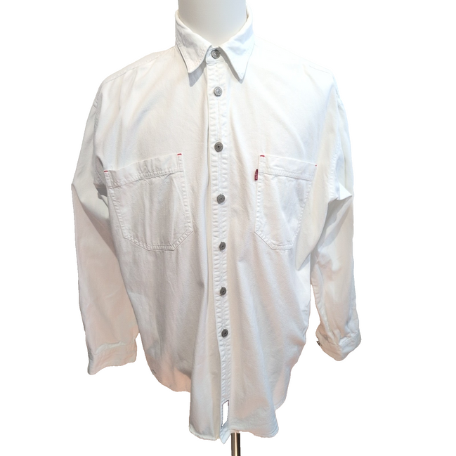 Chemise Levi's L Blanc Jean Coton 2 Poches Boutons Métal Homme