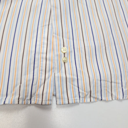 Chemise BURBERRY 100% Coton Taille 8 3XL Blanc Rayures Logo Brodé Manches courte