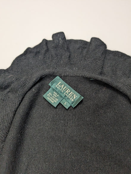 Pull femme LAUREN Ralph Lauren noir cachemire soie col à volants T. L élégant
