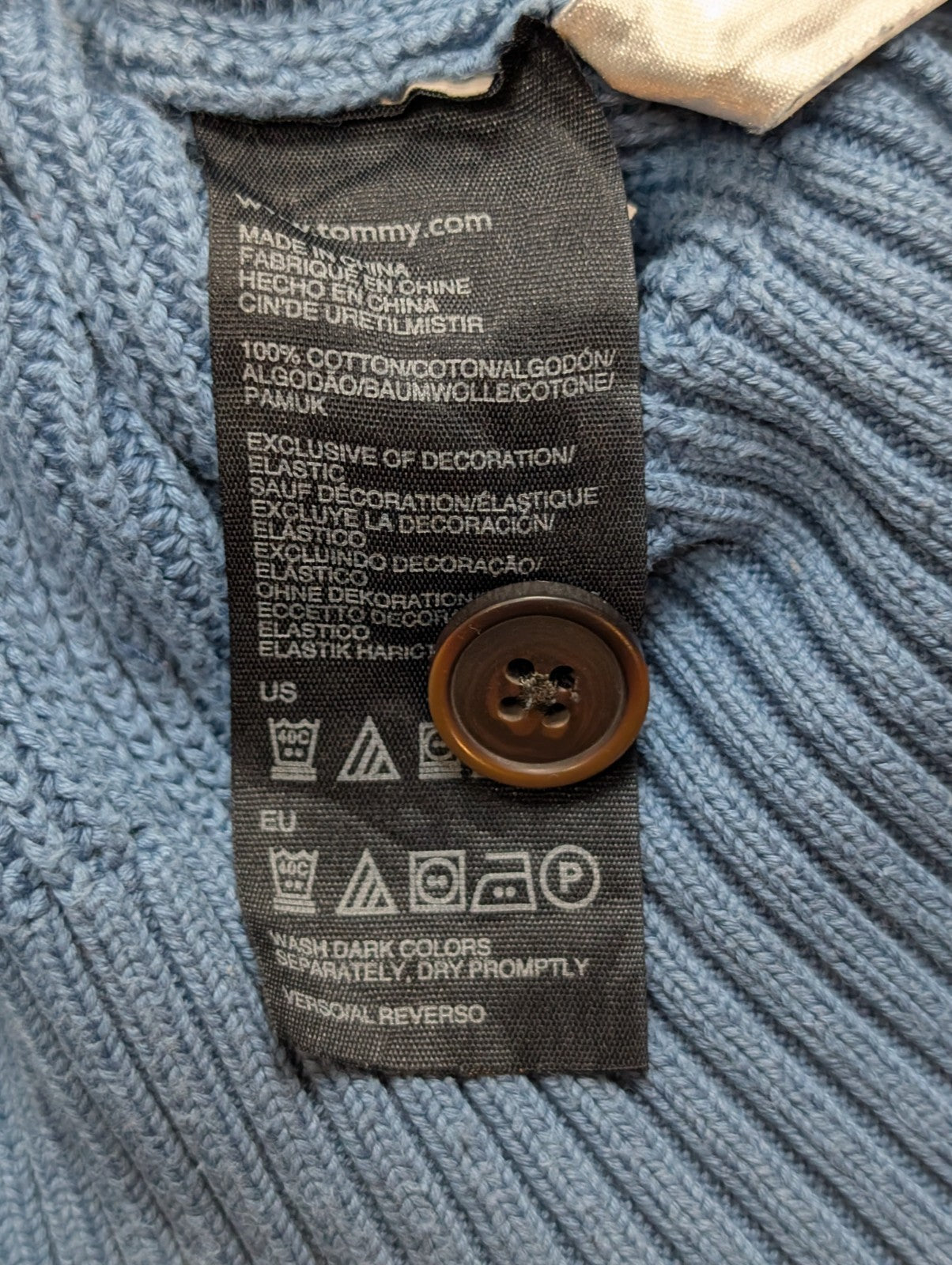 Pull Col Roulé Boutonné Tommy Hilfiger Bleu Ciel - Taille M