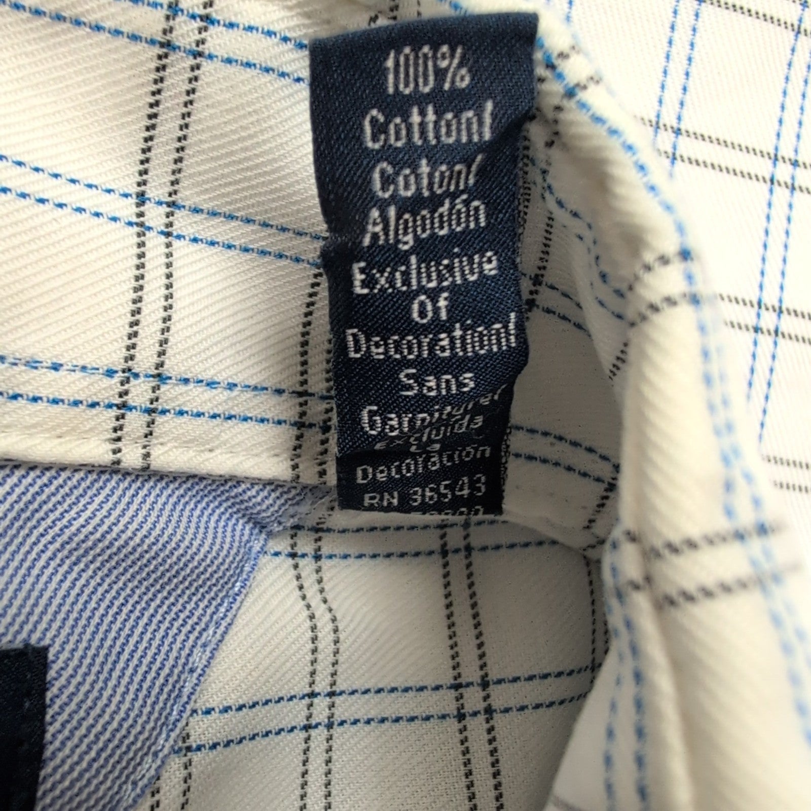 Chemise Tommy Hilfiger Homme L/XL Blanche Carreaux Bleus Kaki Coton