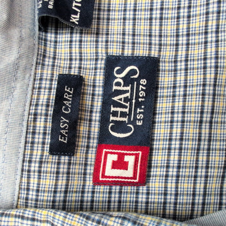 Chemise CHAPS noire et jaune à carreaux manches courtes taille XL #15e