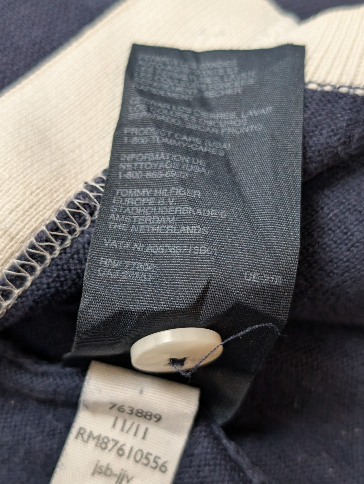 Gilet Boutonné Tommy Hilfiger Bleu Marine & Blanc Logo Brodé - Taille M