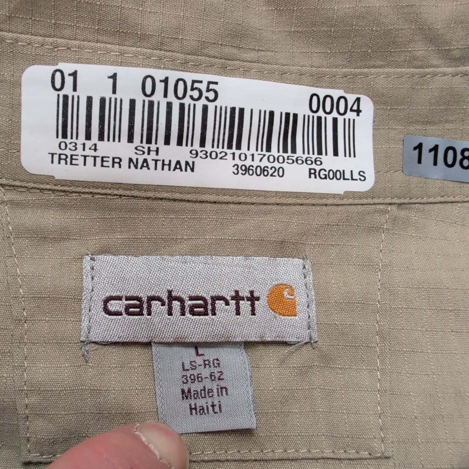 Chemise Carhartt Ripstop L Beige Workwear Ventilée Poches manches longues