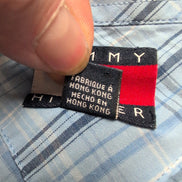 Chemise Tommy Hilfiger Manche Courte Bleu Ciel Carreaux Taille XXL Une Poche