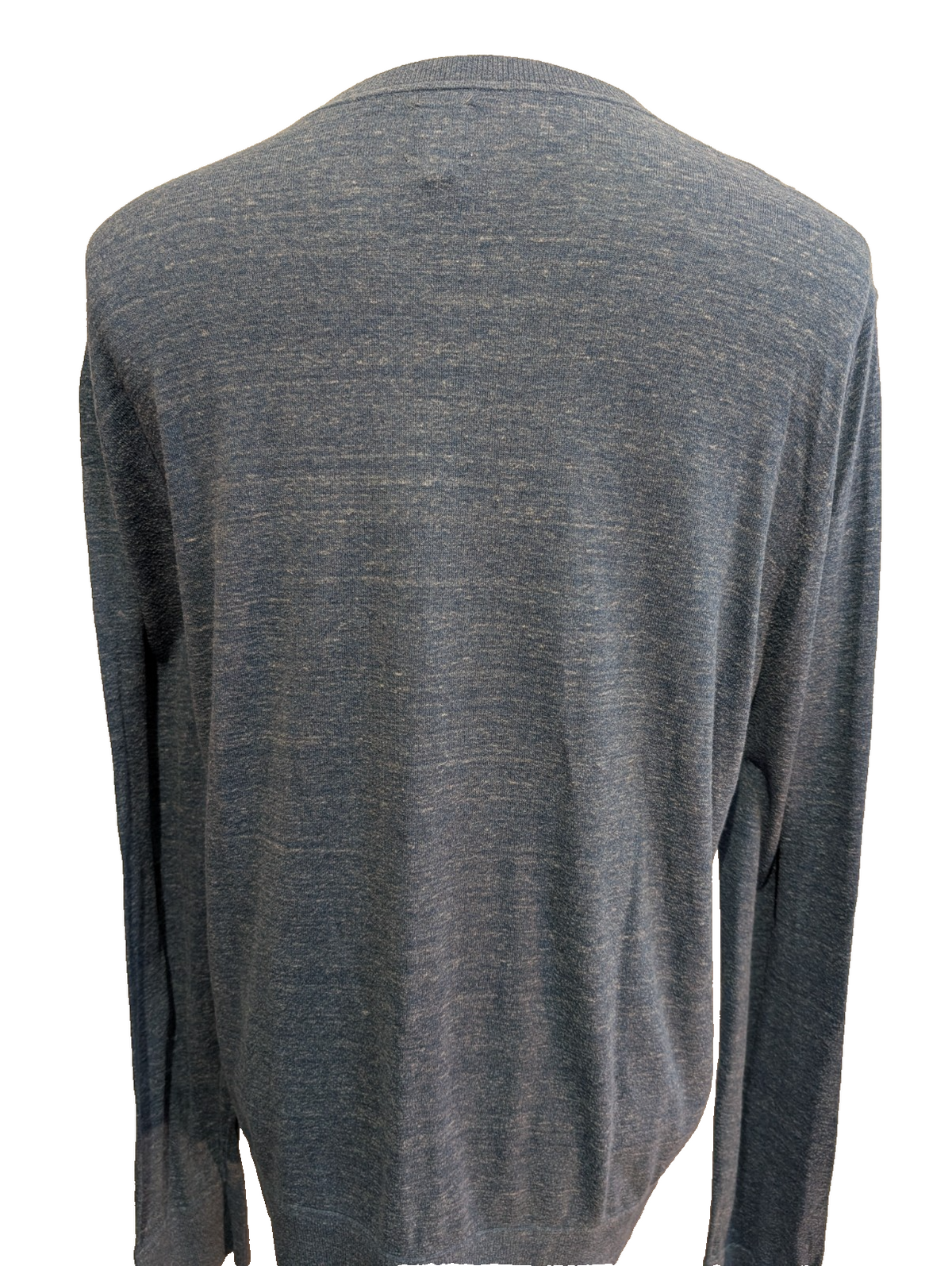 Pull GAP L bleu chiné col rond 80% coton maille fine léger