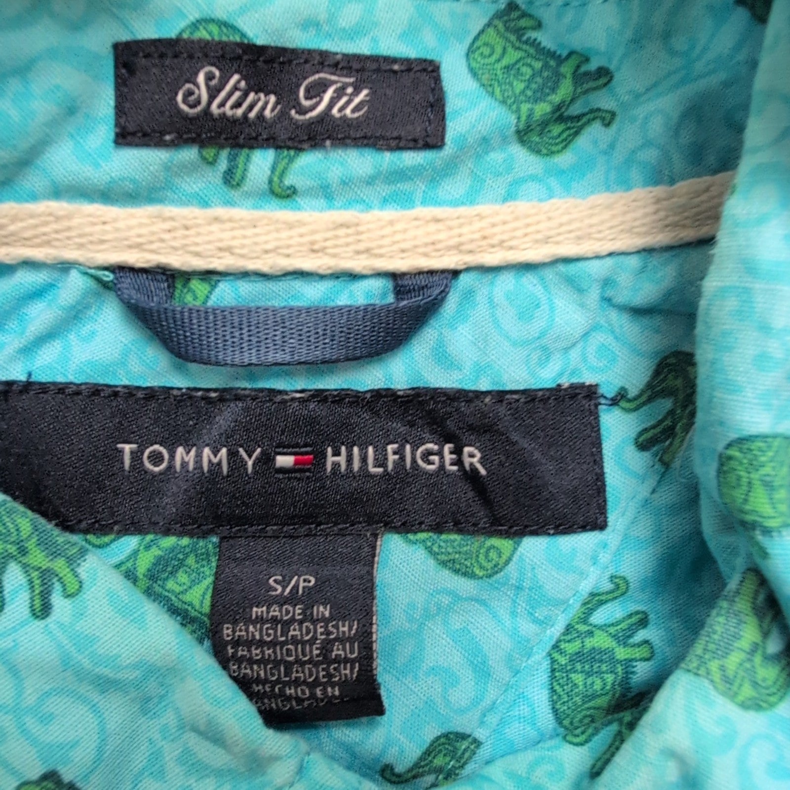 Chemise Tommy Hilfiger Slim Fit Bleue Motifs Éléphants - Taille S