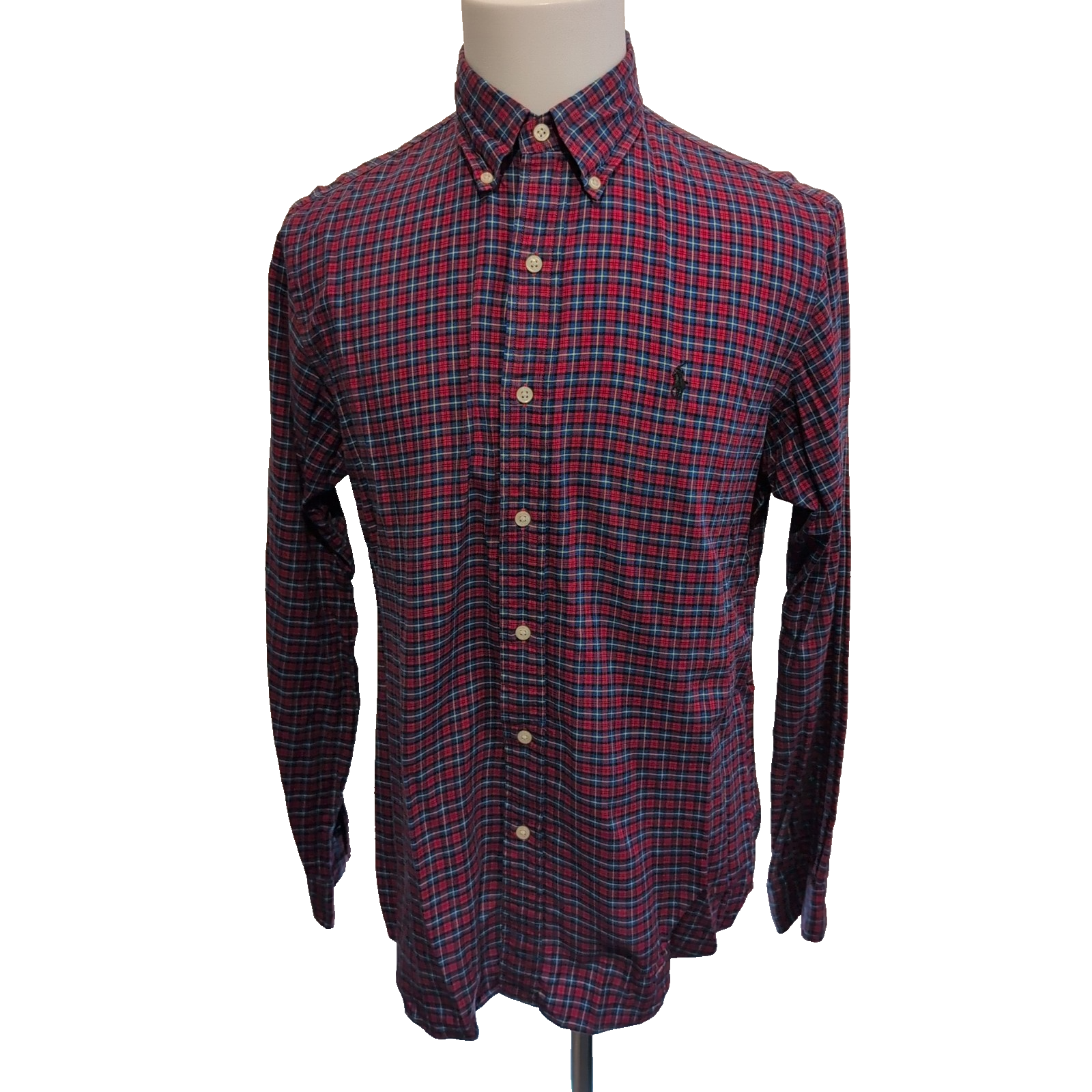 Chemise Ralph Lauren M Rouge Bleue Carreaux Logo Noir Button Down Shirt