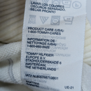 Pull Tommy Hilfiger Homme Blanc Cassé Rayures Grises Col V - Taille M