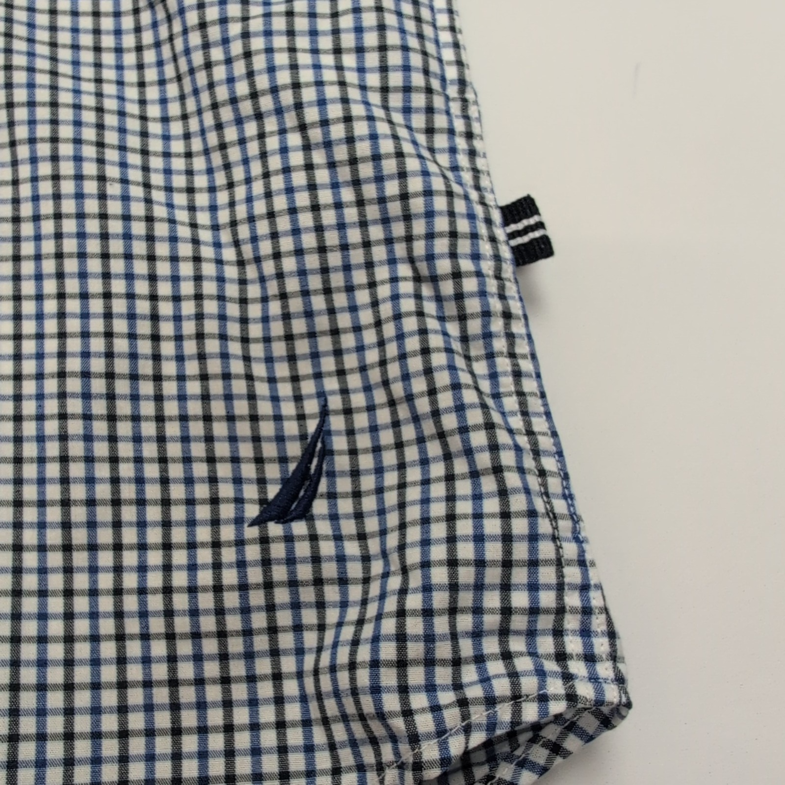 Chemise Nautica L Bleu Noir Carreaux Tencel Coton Classic Fit Manches longues