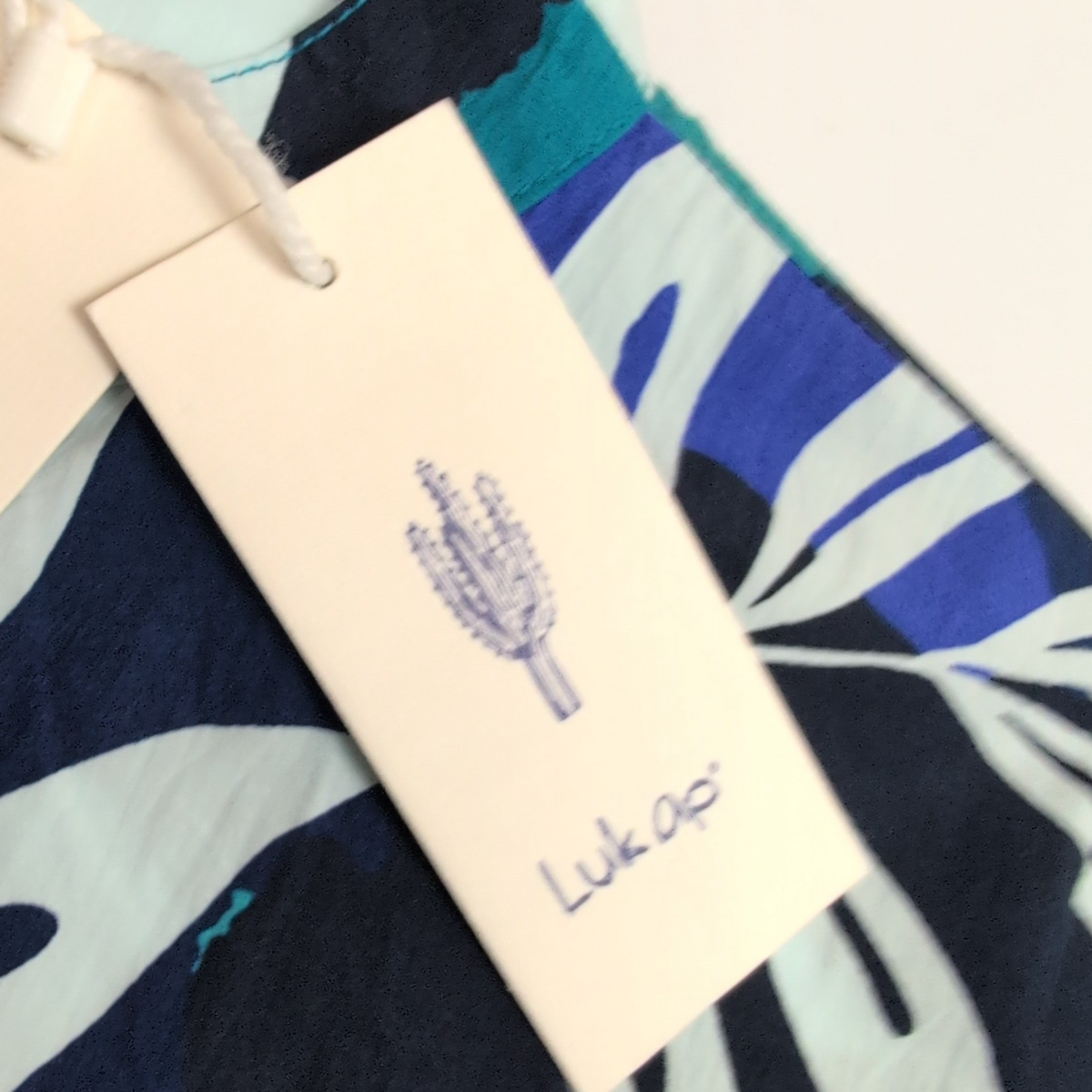 Robe Luk Ap TU Longue Coton Bleu L/XL Feuillage Ceinture Neuve Étiquette