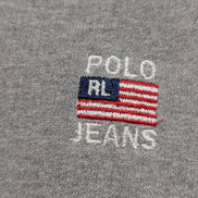 Sweat Polo Jeans Ralph Lauren XL gris logo drapeau USA brodé col rond