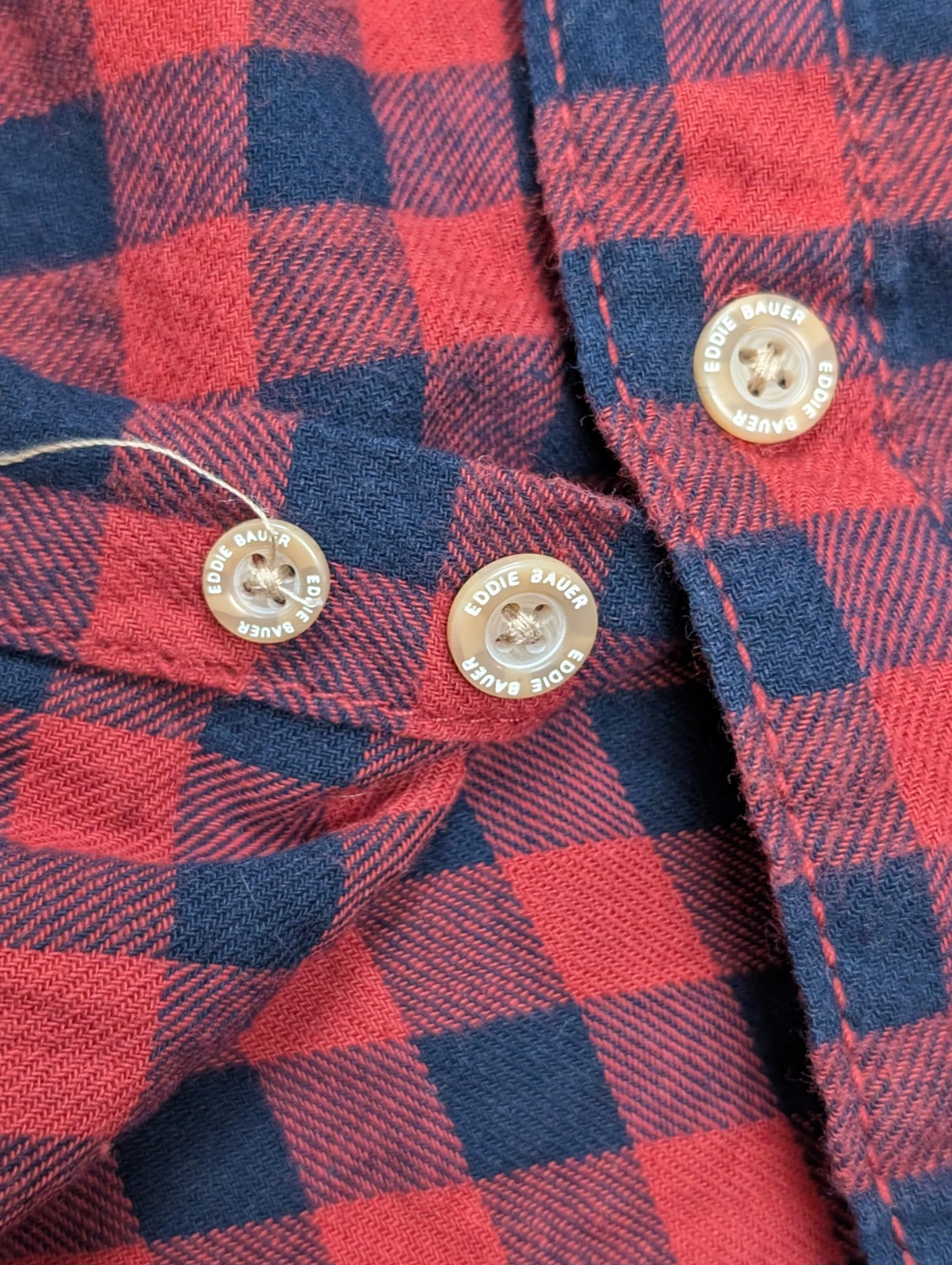 EDDIE BAUER Flanelle Rouge Marine L TBE Boutons Gravés 100% Coton | 330S