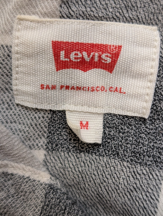 Chemise LEVI'S Western Flanelle à Carreaux Gris et Blanc Manches Longues T.M