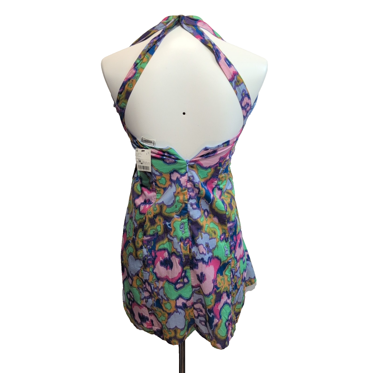 Robe Pimkie T36 Multicolore Motif Abstrait Dos Nu Neuve Étiquette