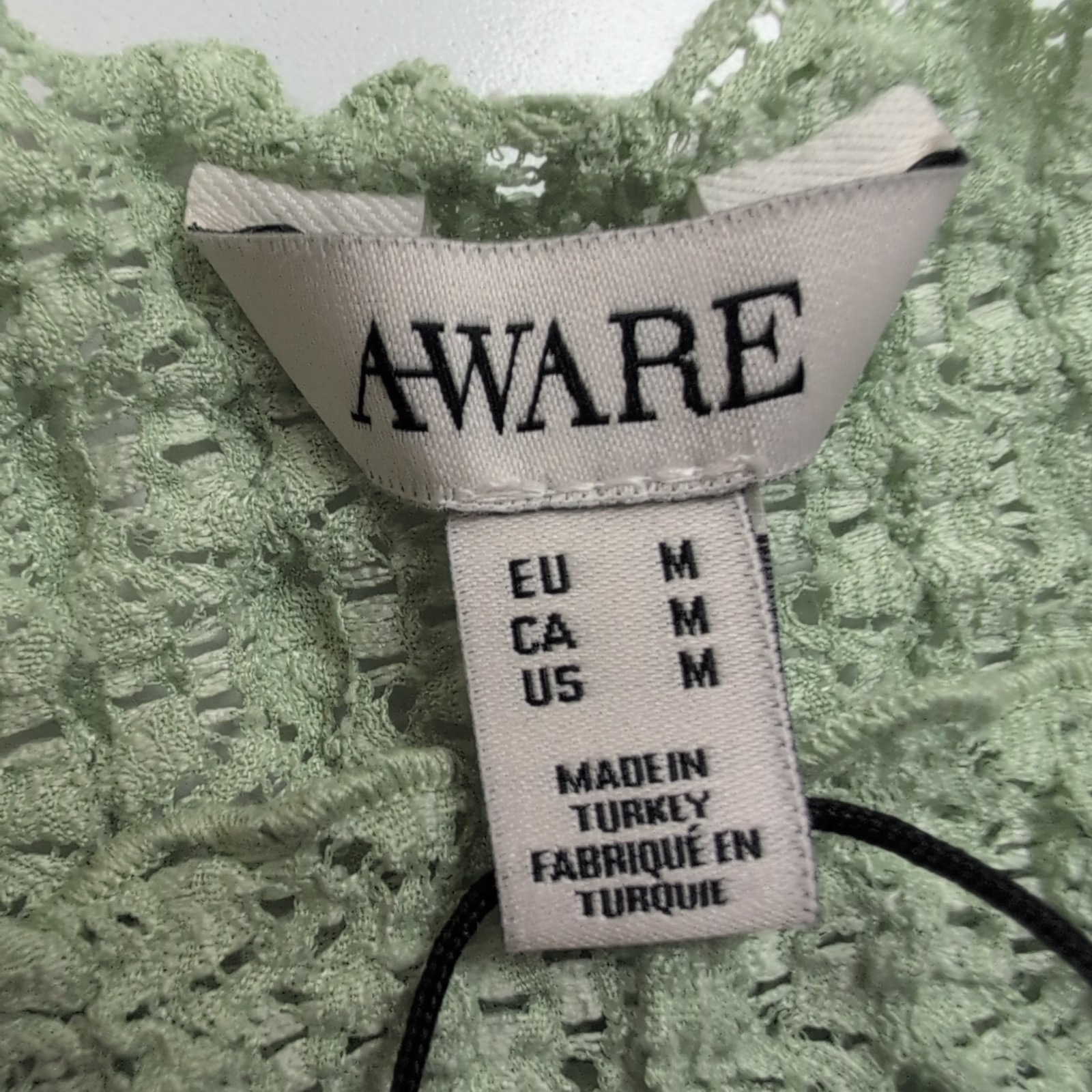 Haut Femme AWARE Vero Moda M Vert Gaufré Extensible Manches Courtes Neuf