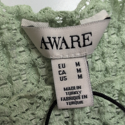 Haut Femme AWARE Vero Moda M Vert Gaufré Extensible Manches Courtes Neuf
