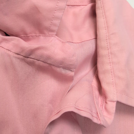 Chemise vintage rose pâle col pointu manches courtes tissu fluide qualité L