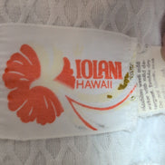 Chemise Iolani Hawaii USA Blanc Gaufré Feuillage Bordeaux Vintage Homme S