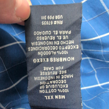 Nautica chemise bleu carreaux blancs logo brodé taille XXL 100% coton
