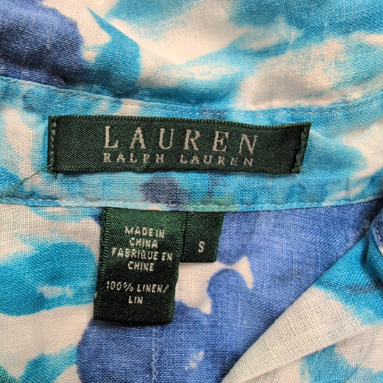 Chemise Femme Ralph Lauren (Lauren) S Lin 100% Motif Fleuri Feuillage