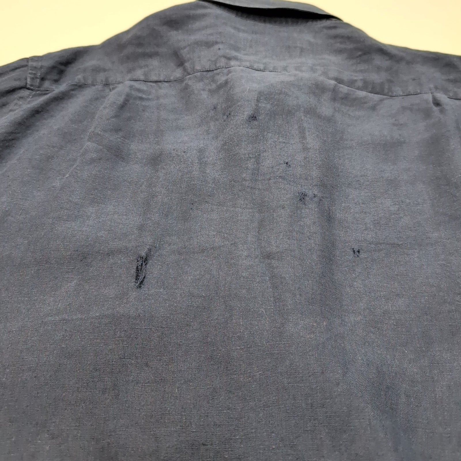 Chemise Lacoste 44 XL 100% Lin Bleu Marine Regular Fit Made in Romania