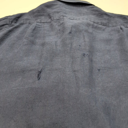 Chemise Lacoste 44 XL 100% Lin Bleu Marine Regular Fit Made in Romania