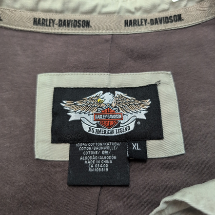 Surchemise Harley-Davidson XL Gris Doublée Coton Brodée Boutons Pression