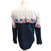 Chemise Wrangler Western M Aigle Drapeau USA Étoiles Coton Rare manches longues