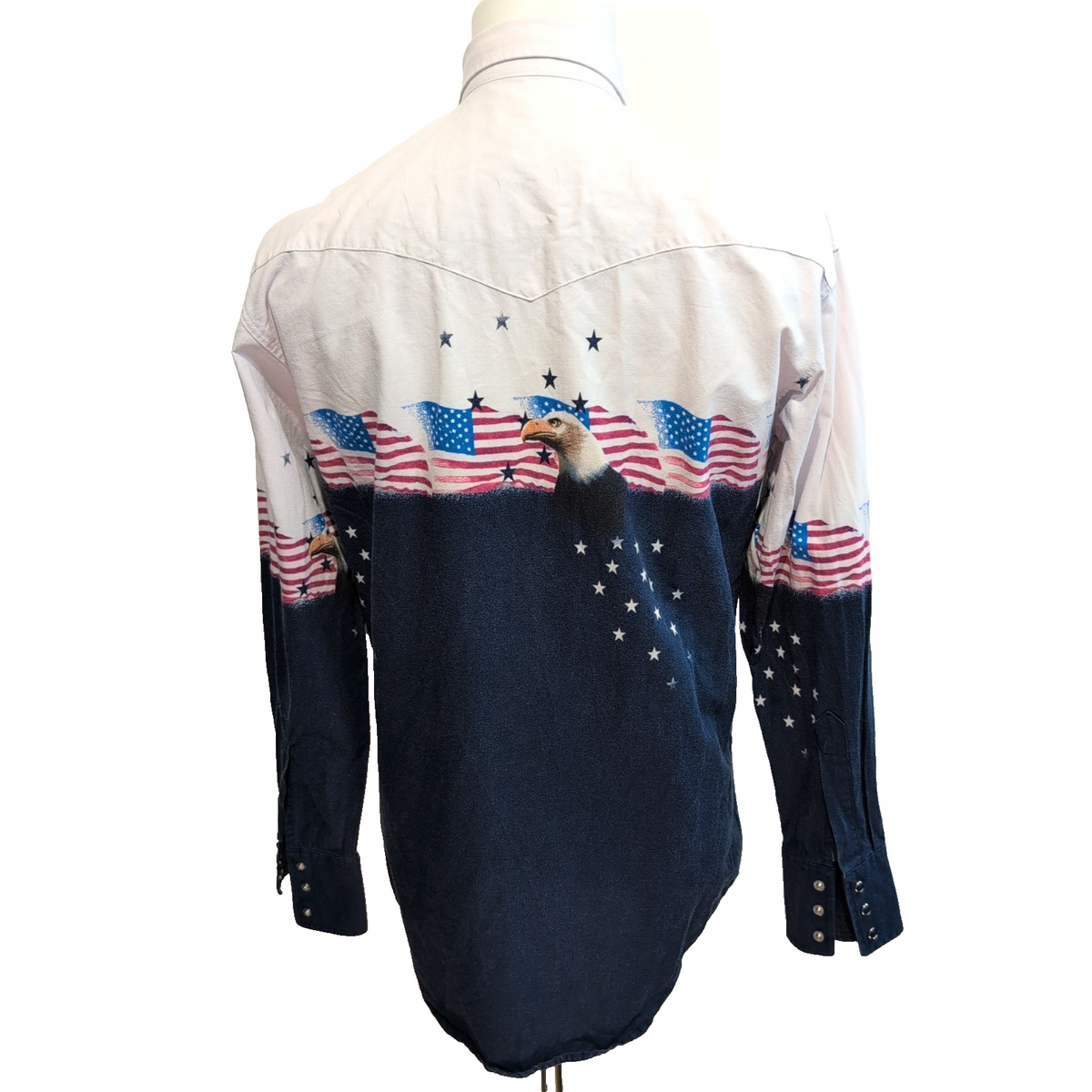 Chemise Wrangler Western M Aigle Drapeau USA Étoiles Coton Rare manches longues