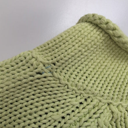 L.L.Bean Pull Femme M Vert Pistache 100% Coton Maille Texturée Col Rond
