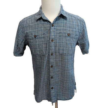 Chemise Patagonia S Bleu Carreaux Chanvre Coton Bio Manches Courtes