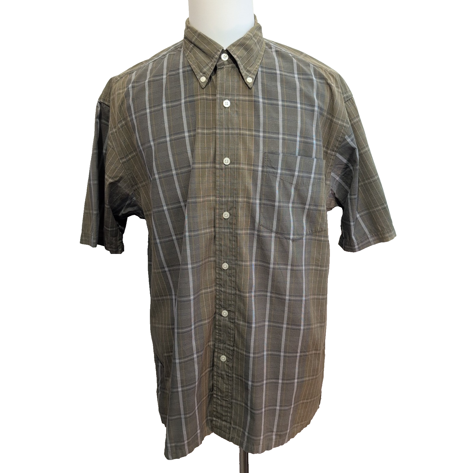 Chemise Nautica Manches Courtes à Carreaux Kaki - Taille XL