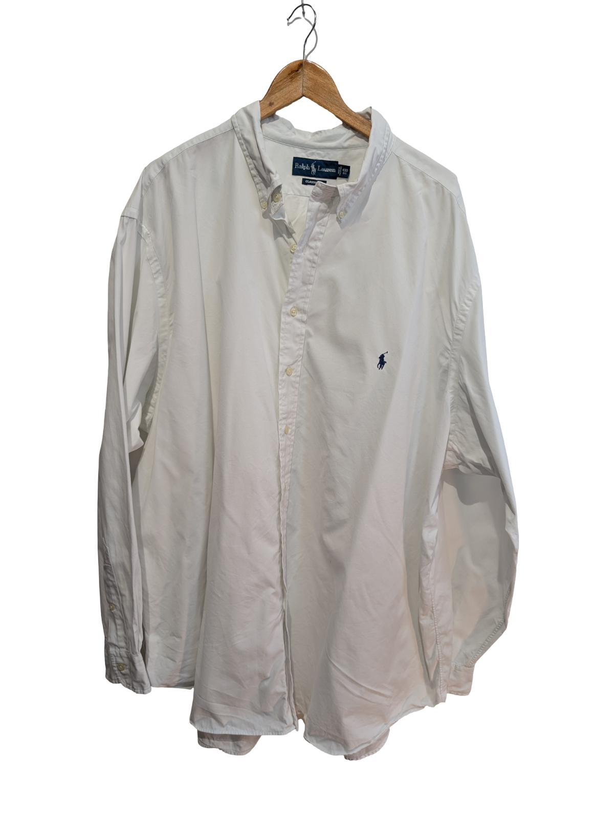 Chemise Ralph Lauren blanche uni logo marine taille 5XL (4x big) #2514