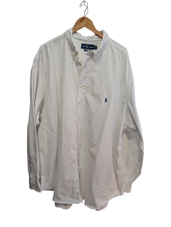 Chemise Ralph Lauren blanche uni logo marine taille 5XL (4x big) #2514