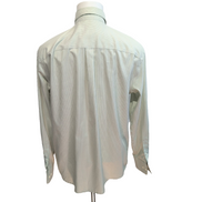 Chemise Eddie Bauer M vert rayures fines coton col boutonné manches longues