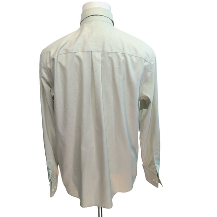 Chemise Eddie Bauer M vert rayures fines coton col boutonné manches longues